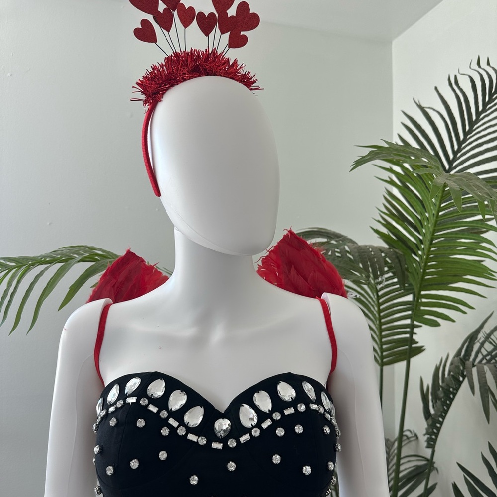 Red Heart Headband and angel valentine wings